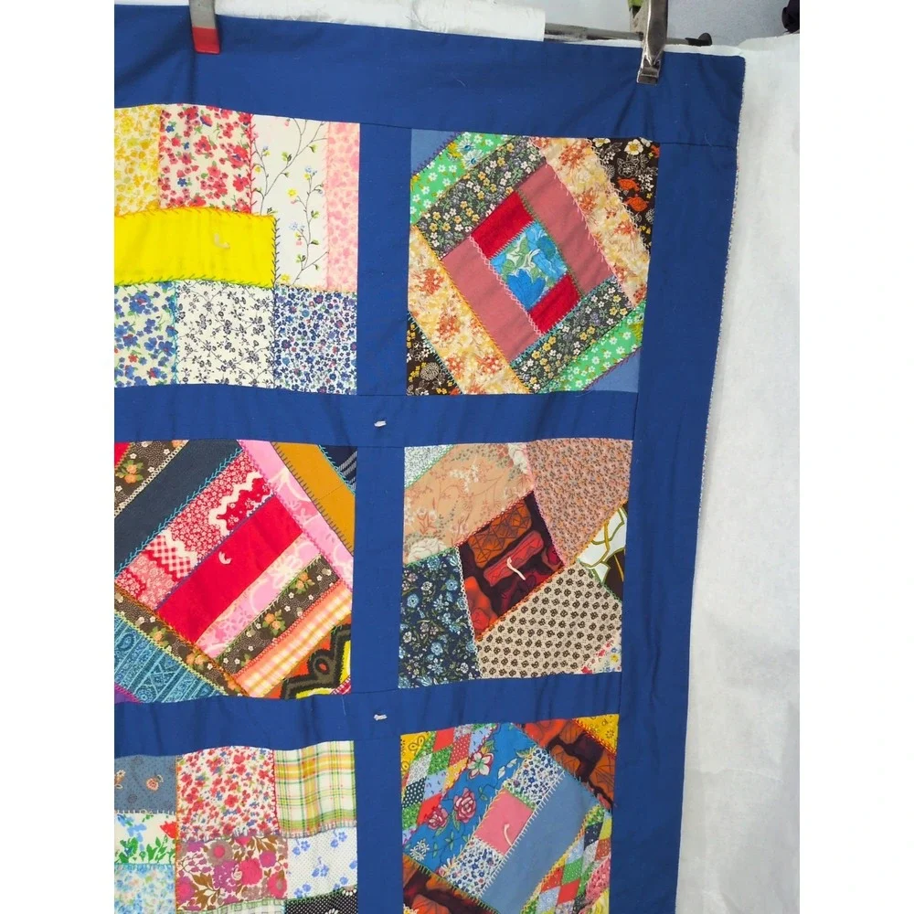 Vintage Handmade Crazy Quilt  1970s-80s 86